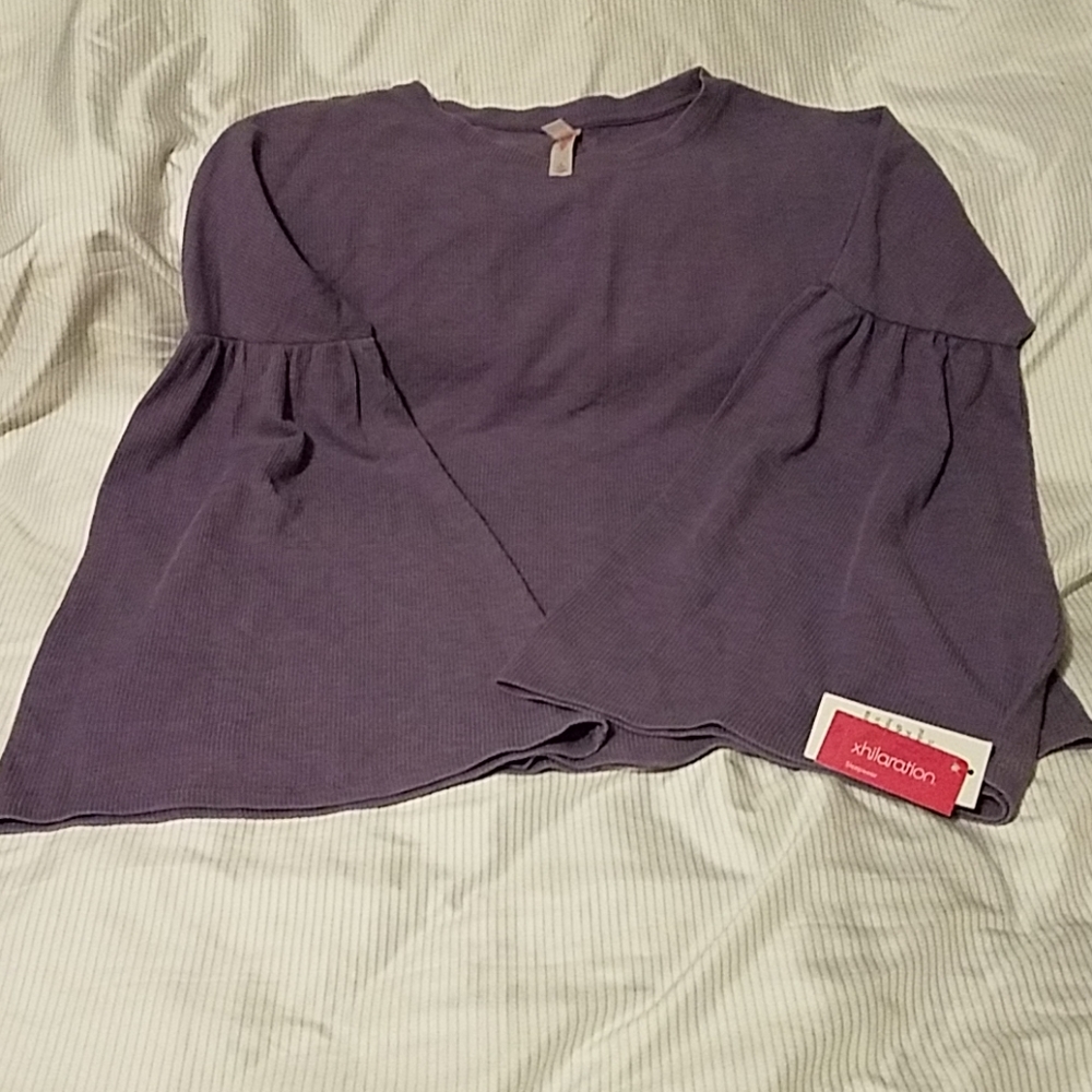 Ladies sleepwear bell sleeve top-Stormy Purple